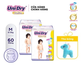 (Tặng 2 thú bông cho bé) Combo 2 Tã Quần Cao Cấp Unidry Size M60-L54-XL48