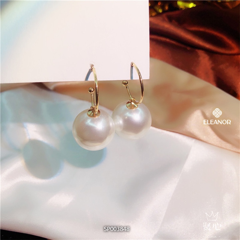 Bông tai nữ ngọc trai nhân tạo Eleanor Accessories viền cong chữ C phụ kiện trang sức 3848