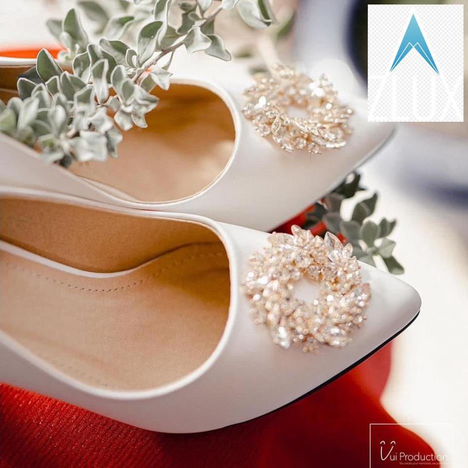 👘 Giày Cao Gót Nagashoes Mũi Nhọn Đính Vòng Đá 9CM NAC153 -JK8() 👘
