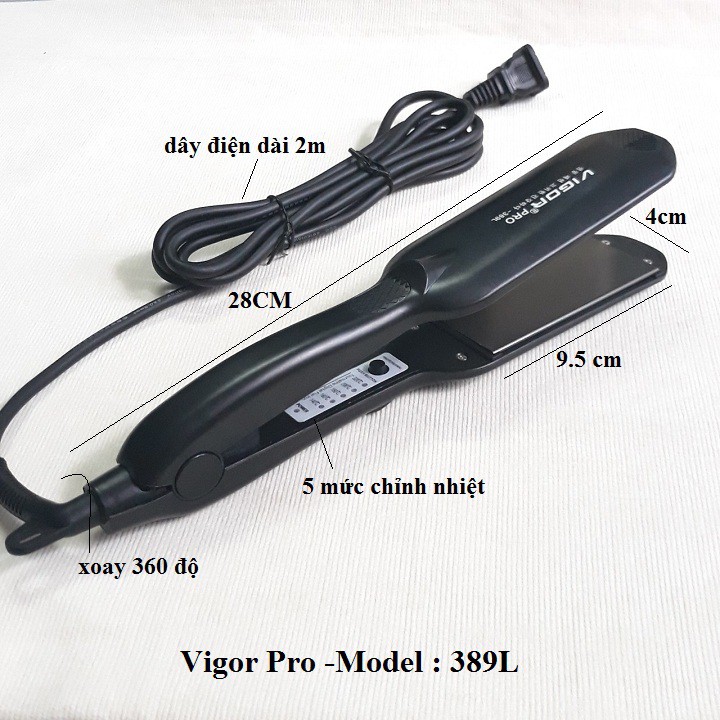 Máy kẹp duỗi tóc Vigor Pro 389L Hàn Quốc chỉnh nhiệt bản lớn ( Thêm mới chế độ chống quá tải)[Tặng kẹp+ Free Ship] | BigBuy360 - bigbuy360.vn