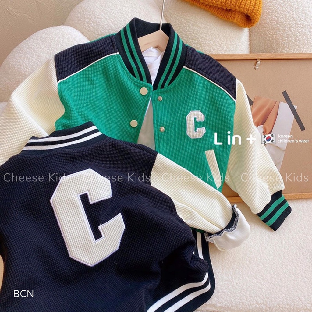 Áo khoác bomber cho bé trai EMBES KIDS, áo khoác mùa đông trẻ em từ 11kg đến 31kg