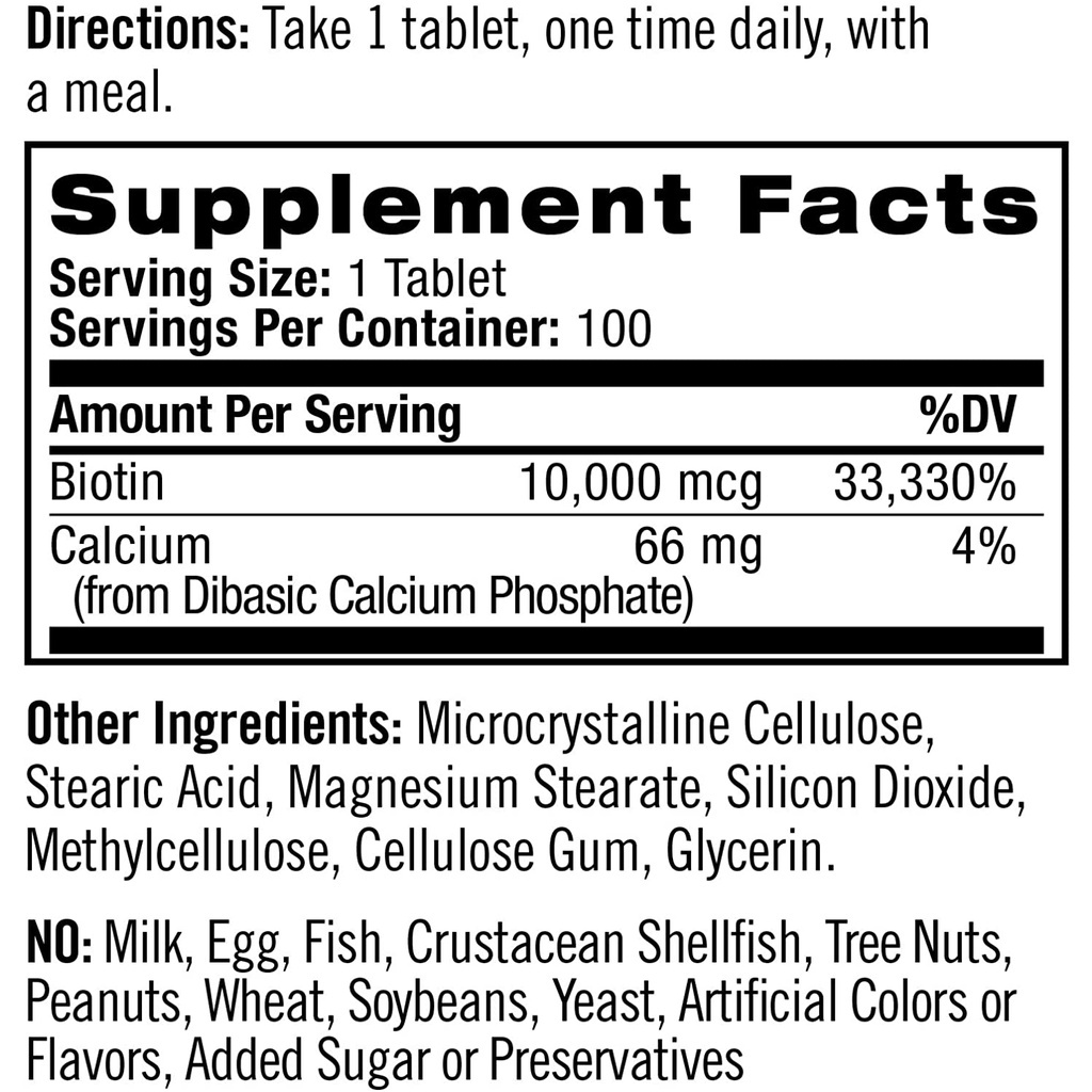 Viên uống hỗ trợ mọc tóc giảm rụng tóc Natrol Biotin 10000 mcg của Mỹ 100 viên