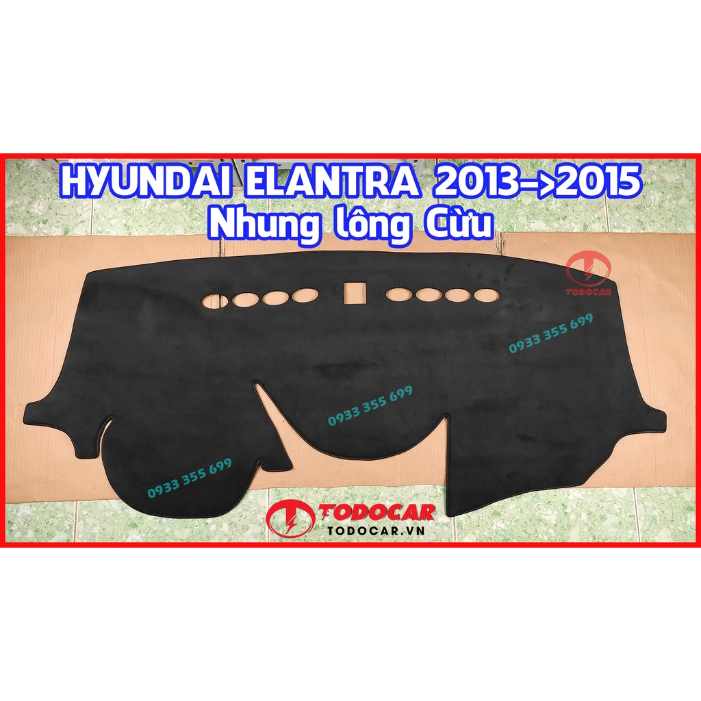 Thảm Taplo HYUNDAI ELANTRA bằng Nhung lông Cừu, Da vân Carbon, Da vân Gỗ