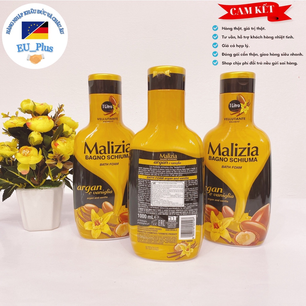 Sữa tắm Malizia 1000ml - Ý mùi thơm, dưỡng ẩm tốt