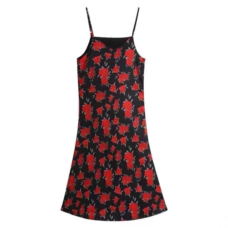 Jiashucheng Đầm Dài Dáng Chữ A Cao Cấp Phong Cách Retro Mùa Hè