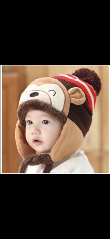 Mũ len gấu lót lông cừu cho bé