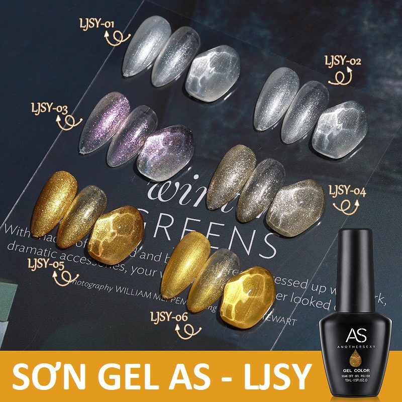 Sơn móng tay gel sơn gel AS dùng máy hơ gel phụ kiện nail giá rẻ sơn nhũ vàng trắng kim tuyến mịn NAIL SUZY mã LJSY 15ml