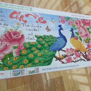 Tranh đính đá thành phẩm CHA MẸ