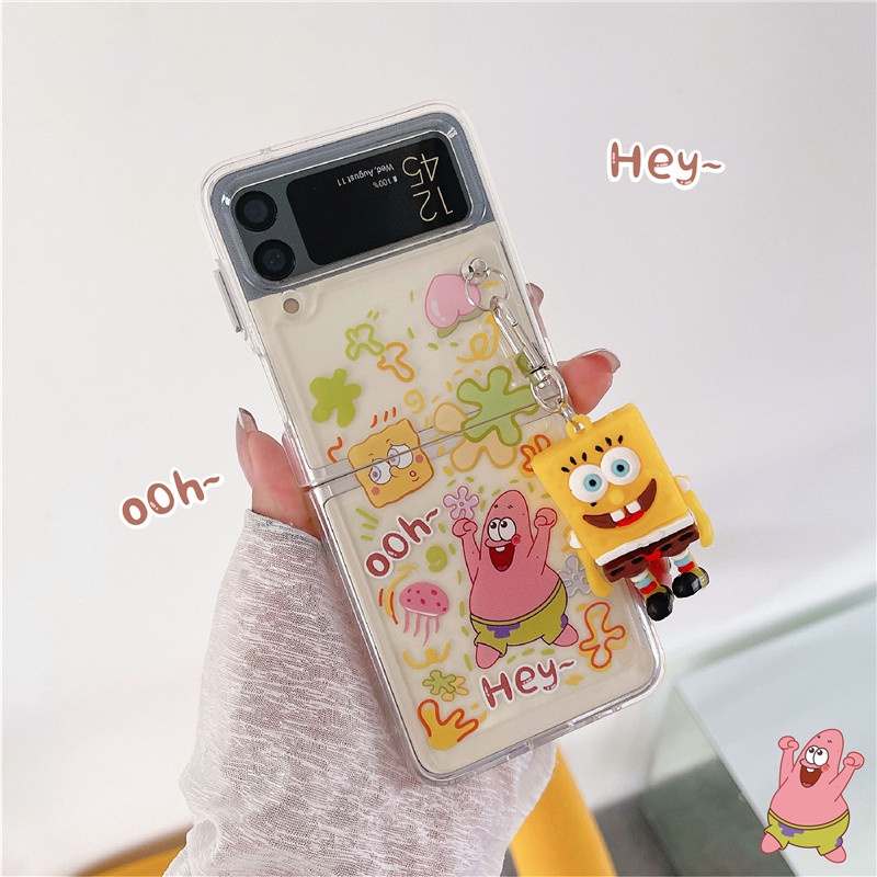 Ốp Điện Thoại Trong Suốt In Hoạt Hình SpongeBob Chống Sốc Cho Samsung Galaxy Z Flip 3 5G Z Flip3 Zflip3 Samsung Z Flip 3