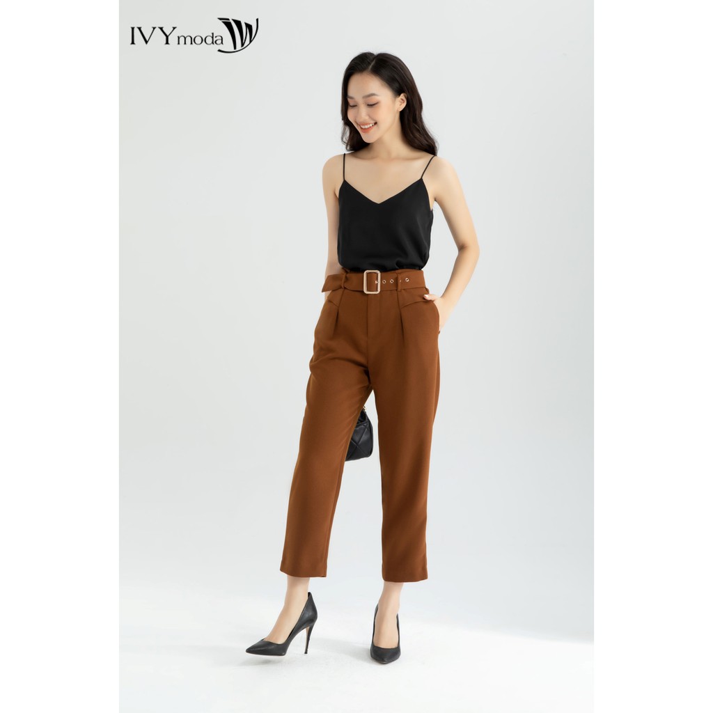 Quần dài nữ kèm đai thiết kế IVY moda MS 22M6300 | BigBuy360 - bigbuy360.vn
