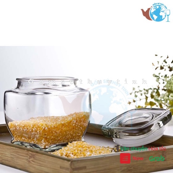 Lọ thủy tinh đựng gia vị, đựng các loại hạt, đựng bột 350ml, lọ đẹp, dày, nắp khít