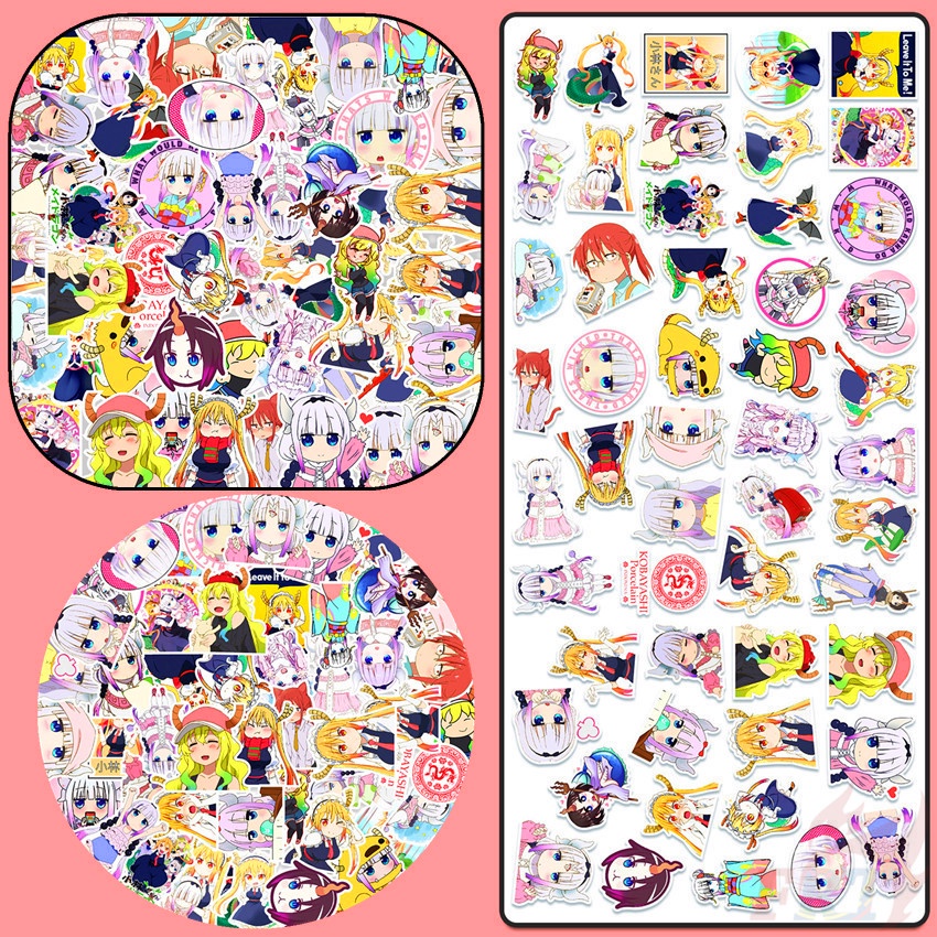Set 100 miếng dán họa tiết anime Tohru Kanna độc đáo trang trí vali/ máy tính xách tay