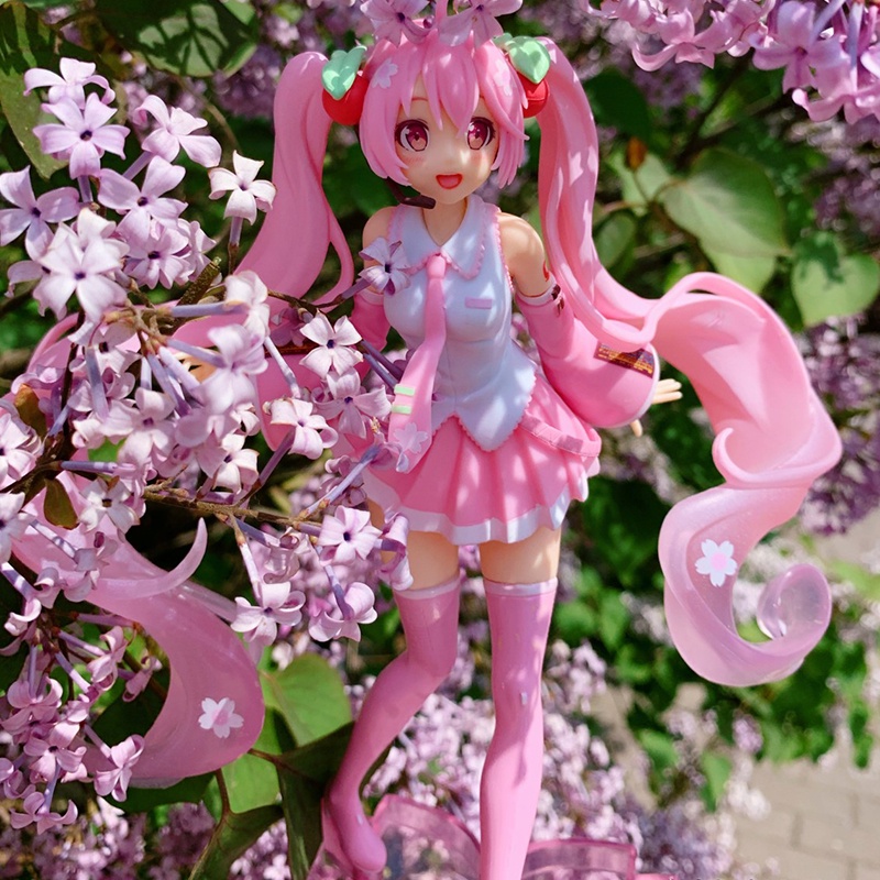 Búp Bê Anime Thủ Công Hai Chiều Màu Hồng Trang Trí Khung Gầm Xe Hơi Đầu Tiên Mô Hình Nhân Vật Hatsune Miku Bằng PVC Dễ Thương