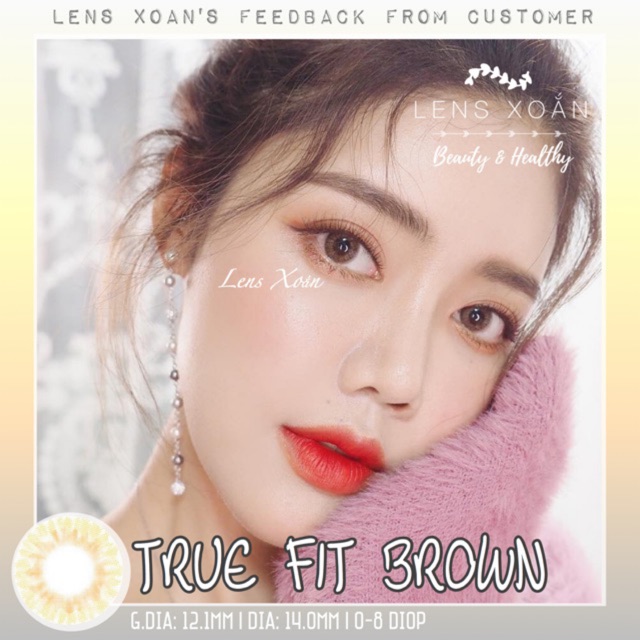 Kính áp tròng TRUE FIT BROWN của Lens Me: Lens nâu vàng hổ phách tây nhẹ (6 tháng) | Lens Xoắn (GIÁ 1 CHIẾC)
