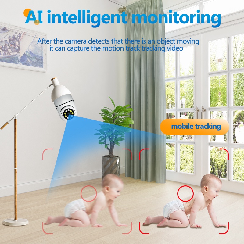 Camera An Ninh E27 cctv IP 1080HD 3MP 5G wifi ptz cctv Không Dây Xoay 360 Độ Hình Bóng Đèn