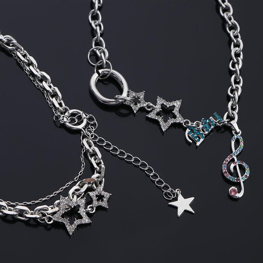 Vòng cổ Hai Lớp Mặt Ngôi Sao Hình Học Đơn Giản Phong Cách Hàn Quốc