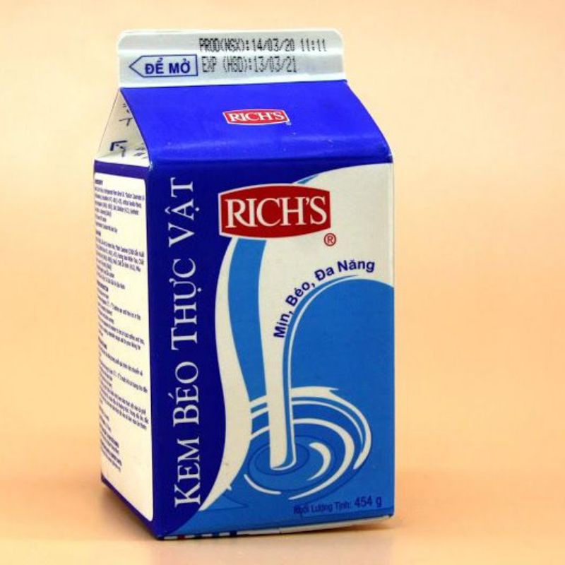 Kem béo thực vật Rich Lùn ICEHOT 454g, Sữa Base, On top