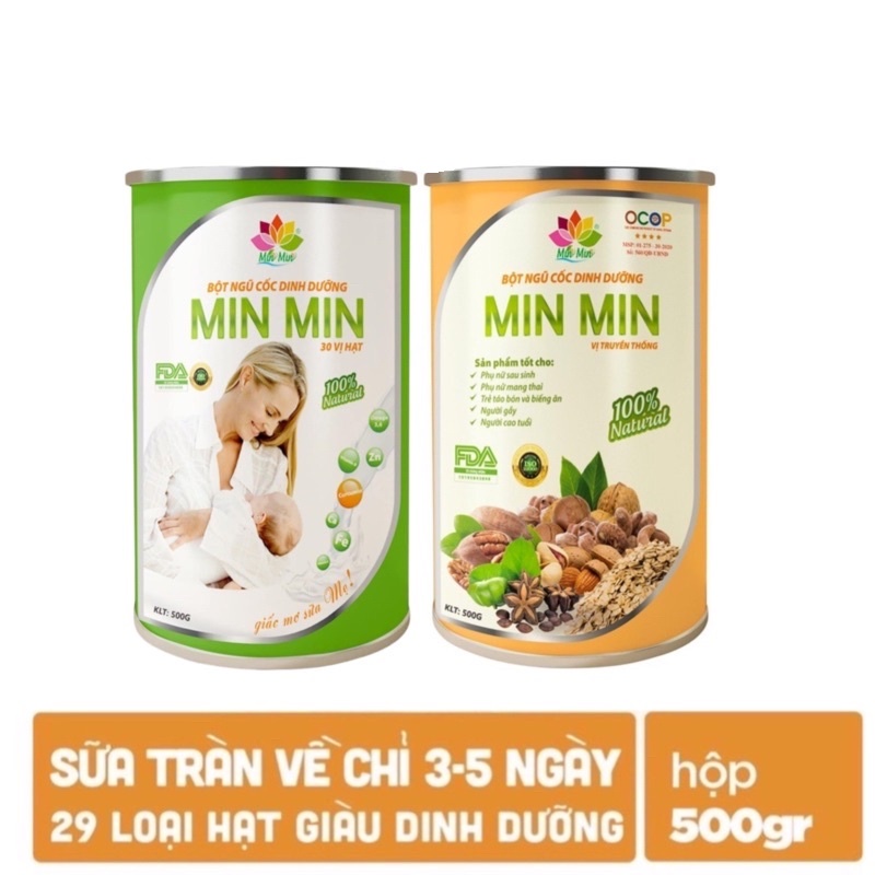 [CHÍNH HÃNG] Ngũ cốc lợi sữa cao cấp MIN MIN Curcumin vị hạt ngũ cốc _Dành cho mẹ bầu chuẩn organic 500g