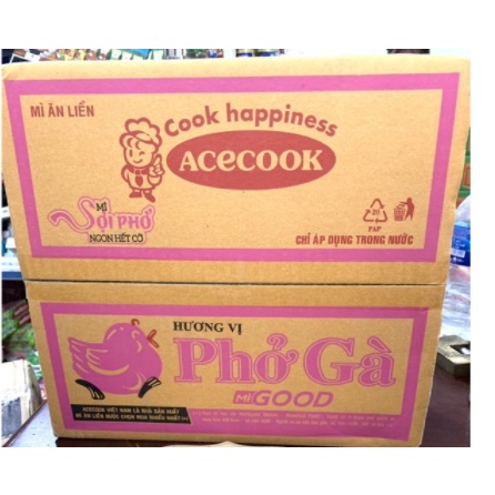 ACECOOK Mì Ăn Liền Phở Gà / Bò Gold Thùng 30 gói x 68g.