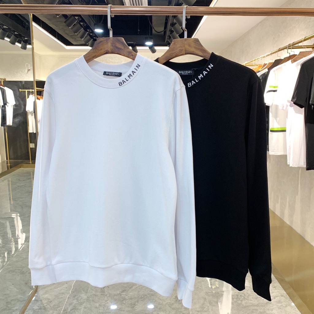 Balma1n 2021 Áo sweater cotton tay dài cổ tròn in chữ phong cách mới cho nam
