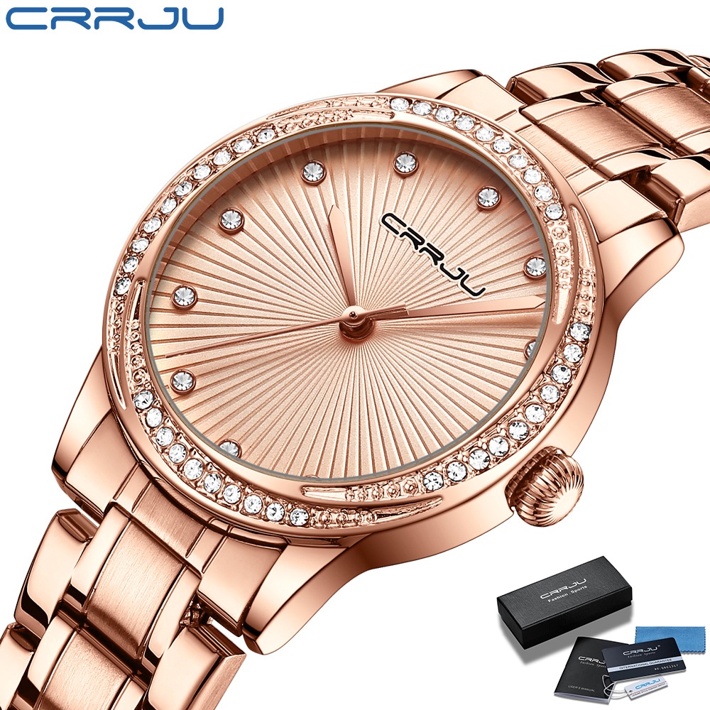 Đồng hồ quartz CRRJU 2198S chống thấm nước kiểu dáng sang trọng thời trang cho nữ