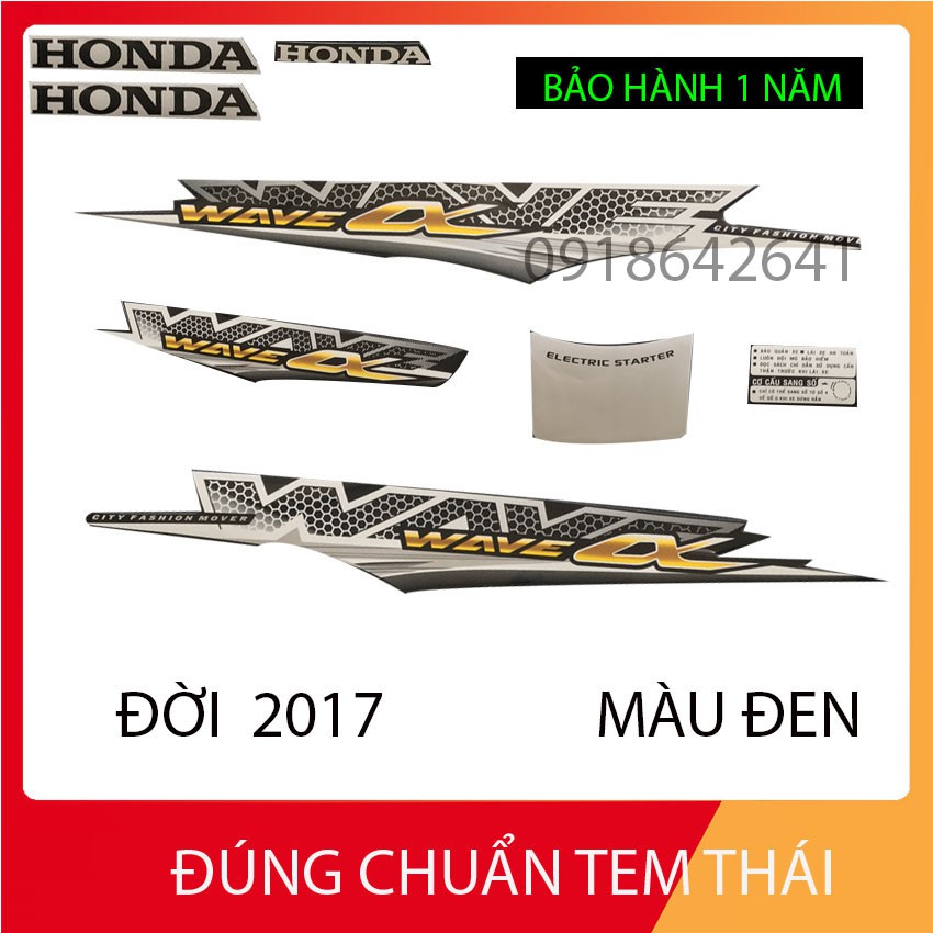 [CHUẨN TEM THÁI] BỘ TEM 3 LỚP HÀNG XỊN CHO WAVE ANPHA ĐỜI 2017 - MÀU XANH DƯƠNG