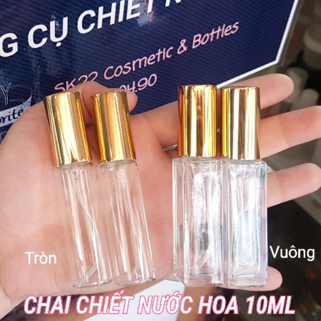 Set 10 CHAI CHIẾT NƯỚC HOA 10ML VUÔNG/TRÒN