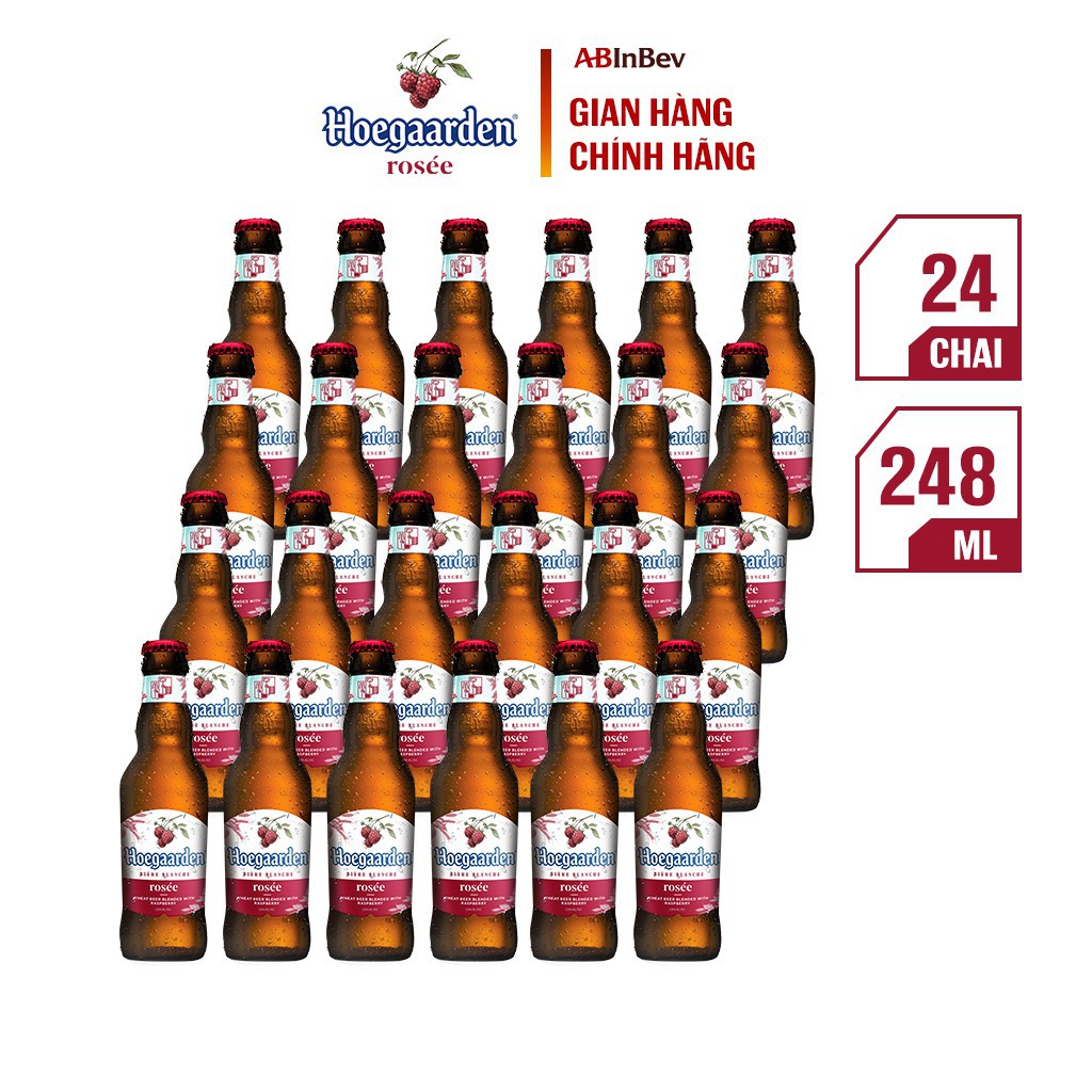 Bia Hoegaarden rosée hương vị trái cây thùng 24 chai (248ml/chai)