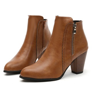 Giày big size boot cao gót da mềm full size 43