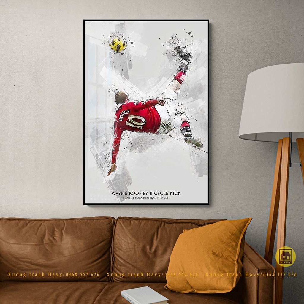 Tranh Treo Tường Tráng Gương Bóng Đá Wayne Rooney In UV 8K Cao Cấp