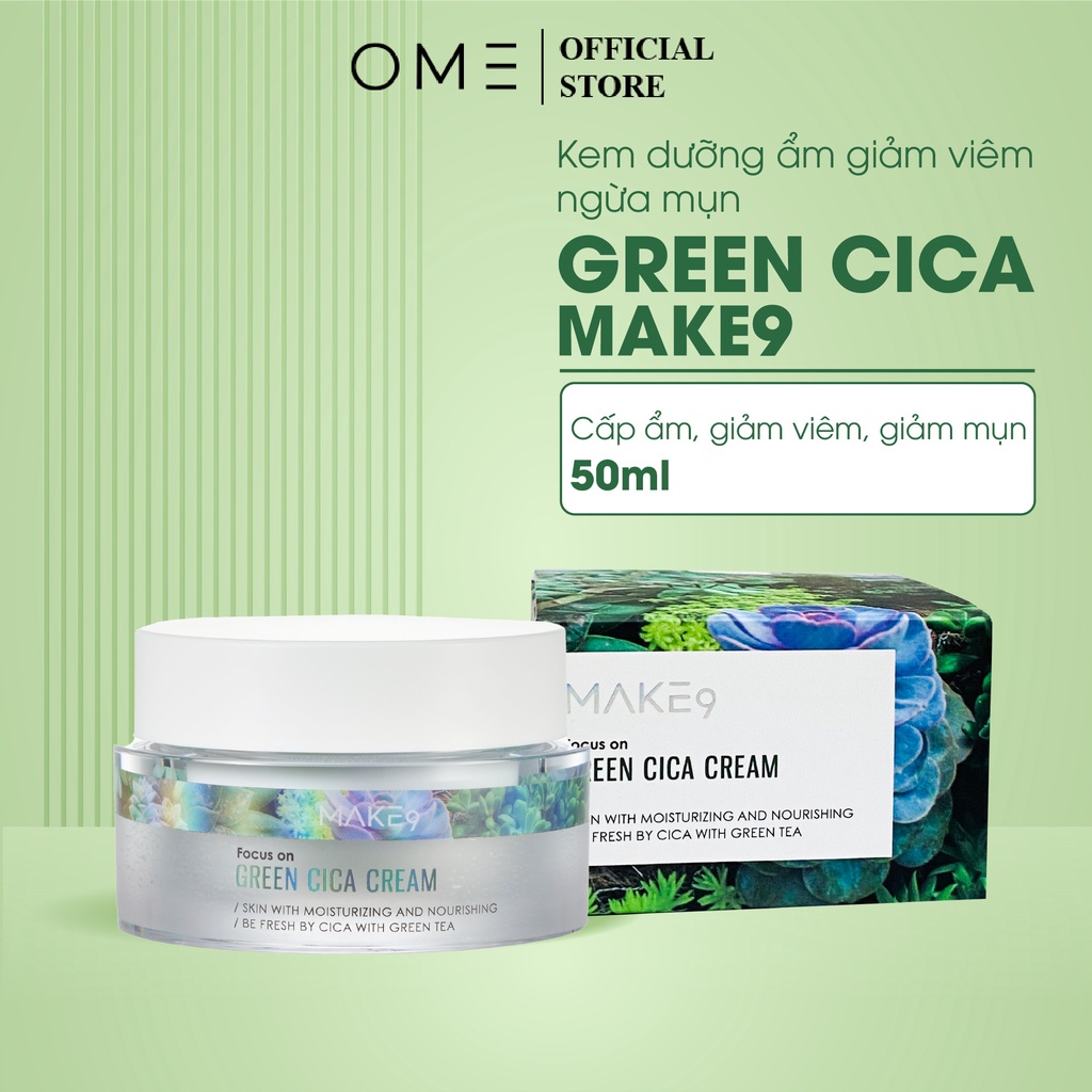 Kem Dưỡng Ẩm Giảm Viêm Ngừa Mụn Green Cica Make9 An Toàn Dịu Nhẹ