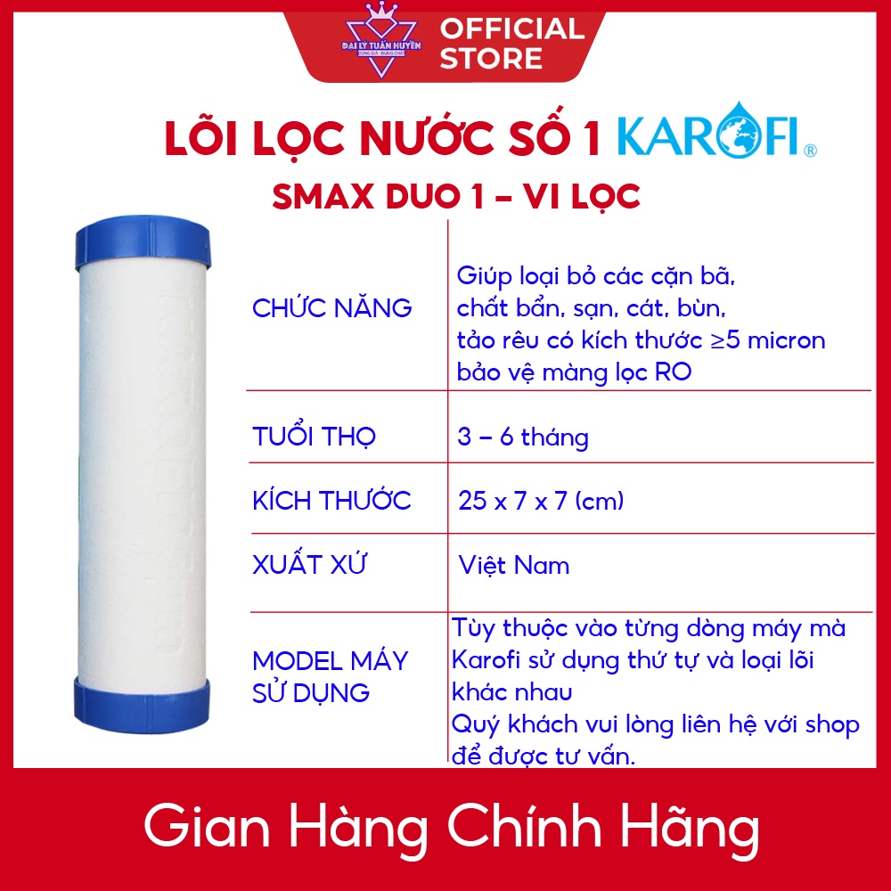 Bộ lõi lọc nước 123 Karofi - Dùng cho model B930, N-e239, N-e118, N-e119/U, N-e119/A, N7RO, E8RO, E9RO...