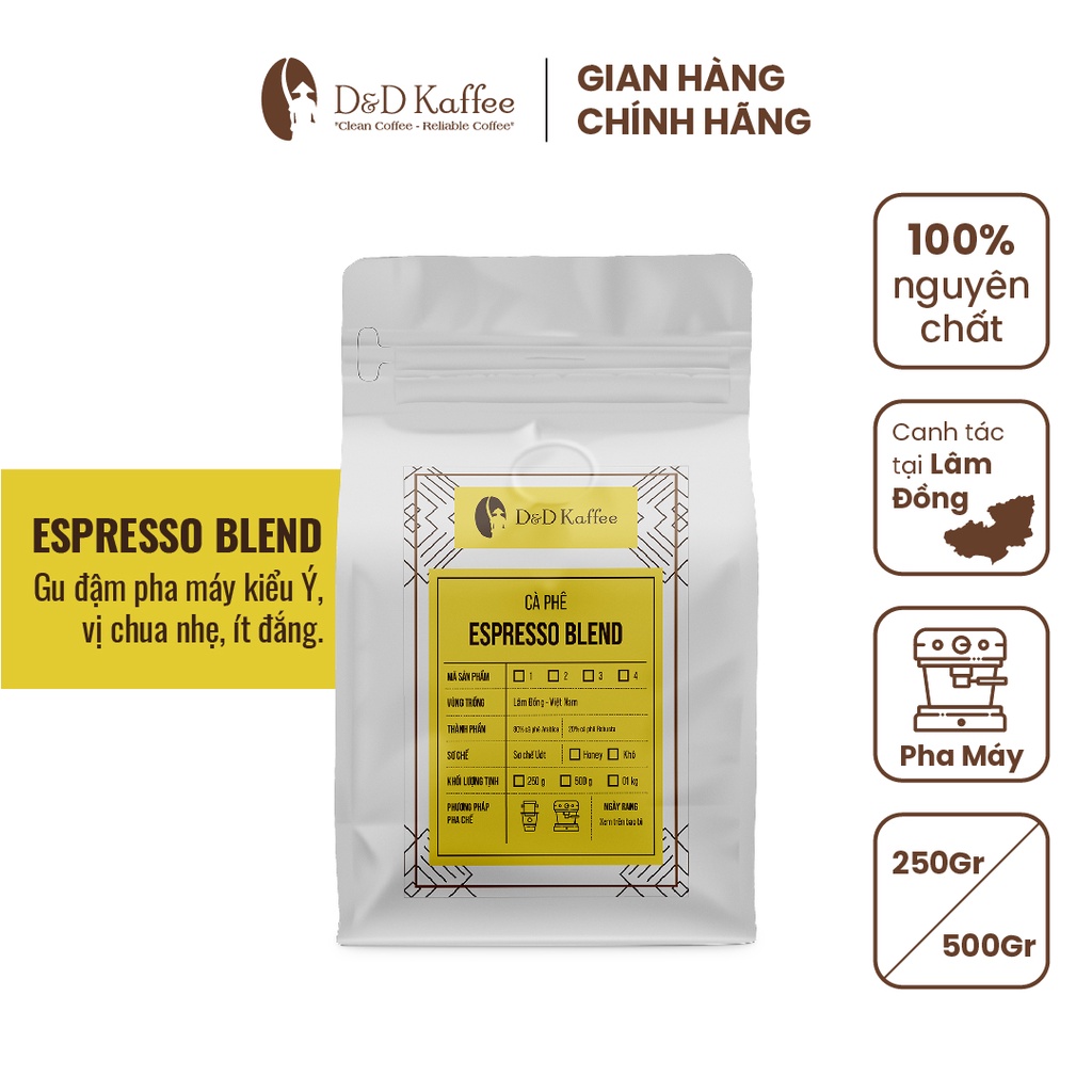 Cà Phê Nguyên Chất Rang Mộc Gu Dịu - ESPRESSO BLEND D&D Kaffee [ Tặng 3 Gói CF túi lọc khi mua 2 gói 500gr]