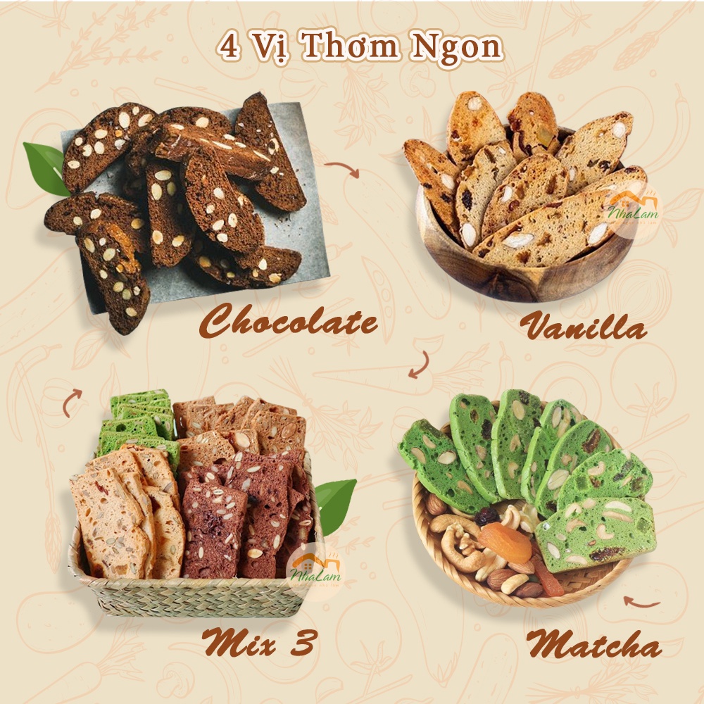 Bánh Biscotti Nguyên Cám Ngũ Cốc Ăn Kiêng Ít Calo Không Đường SAKO