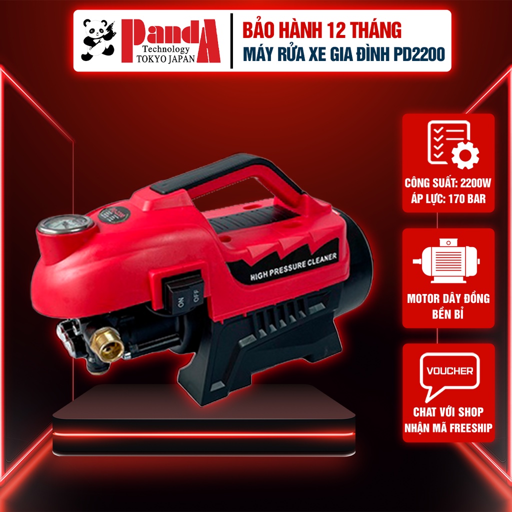 Máy rửa xe Panda PD2200, Công suất 2200W, Dùng cho gia đình, Đầy đủ phụ kiện