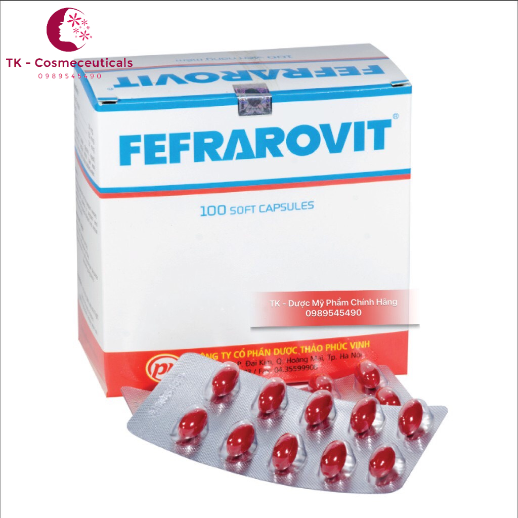 Viên Uống Fefrarovit PV Giúp Bổ Sung Sắt, Acid Folic, Vitamin B12 Cho Cơ Thể - Hộp 100 Viên