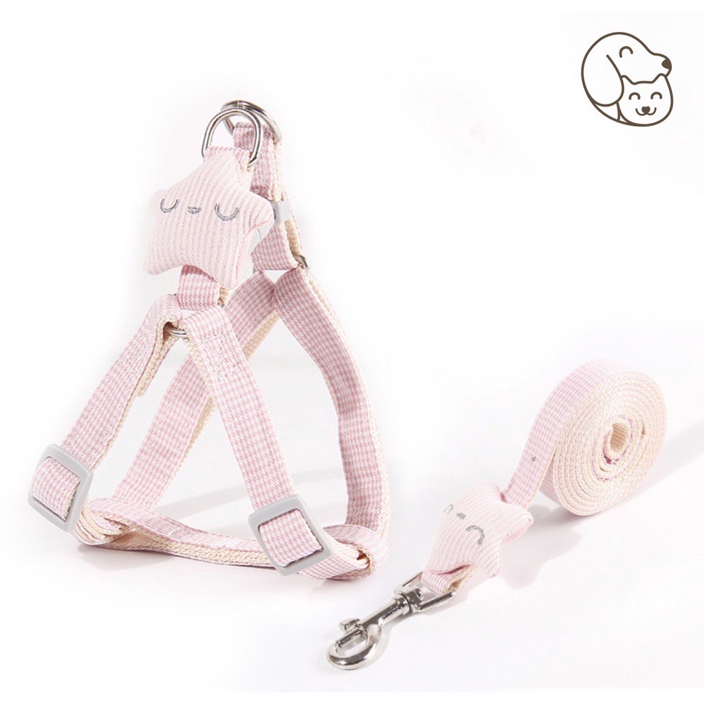 Dây đai yếm dắt chó mèo_Dây dắt ngôi sao  _Dây đai dắt chó mèo_Dây dắt chó mèo dễ thương, giá rẻ_Dây dắt chó mèo đi dạo