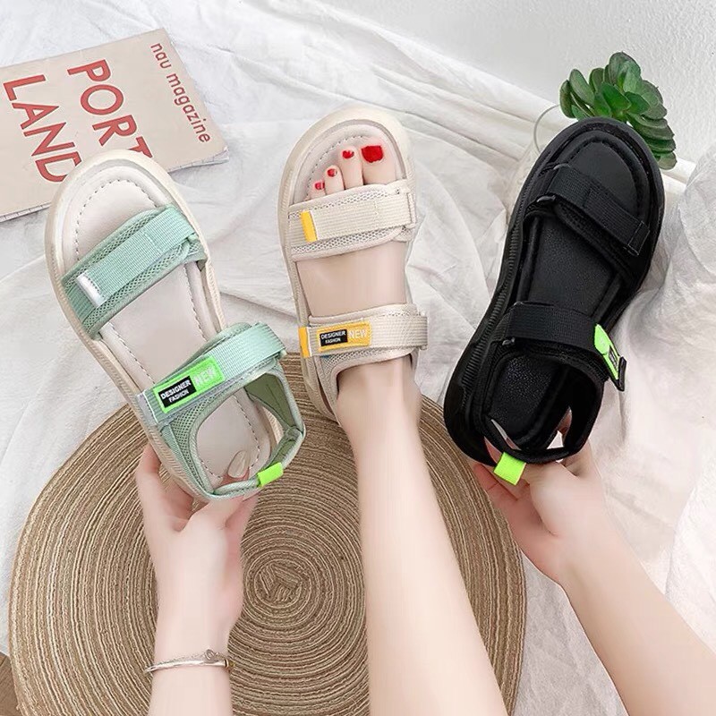 Hàng Mới Về-Sandal 2 quai dán dây vải đế cao su cực nhẹ và êm chân dễ mang