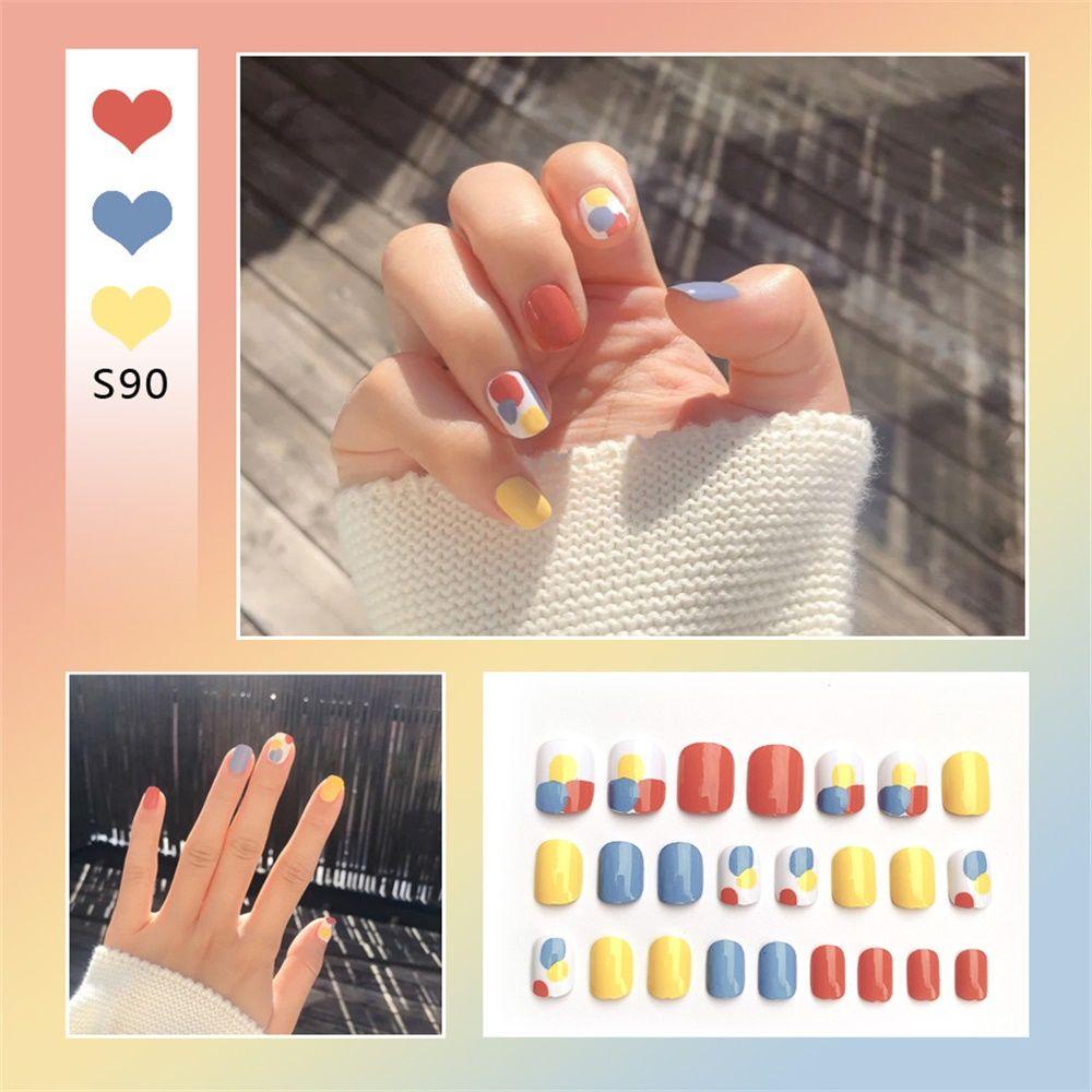 Set 24 Móng Tay Giả Dài Trang Trí Nghệ Thuật