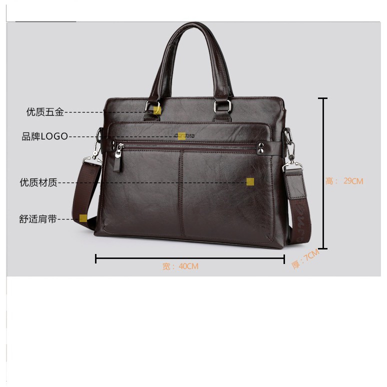 Túi xách cặp da đựng laptop công sở OYUNS T01 - KT:40x29x7cm (Nâu đậm-Nâu sáng-Đen) | BigBuy360 - bigbuy360.vn