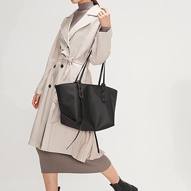 Black waterproof tote bag