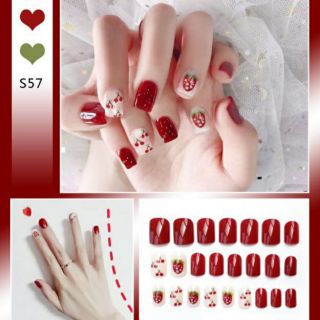 Bộ 24 móng tay giả dâu cherry