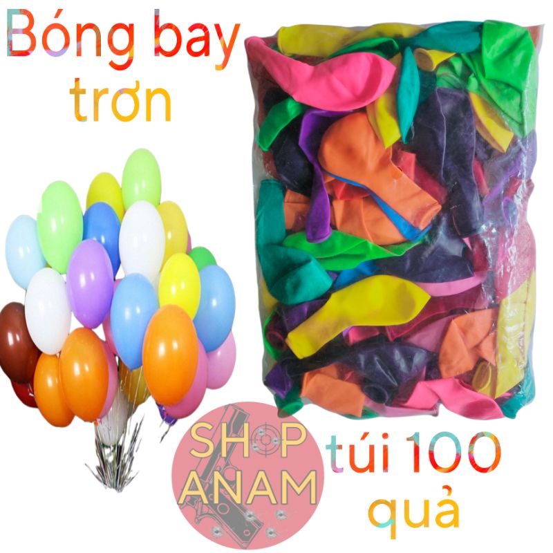 Túi 100 quả bóng bay trơn loại nhỡ