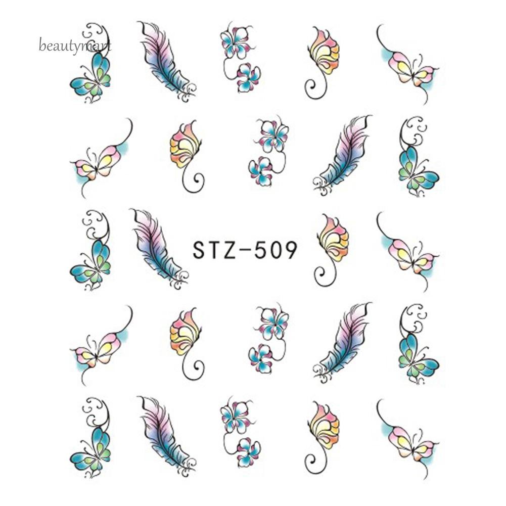 Sticker Họa Tiết Hoa Bướm Dán Móng Trang Trí