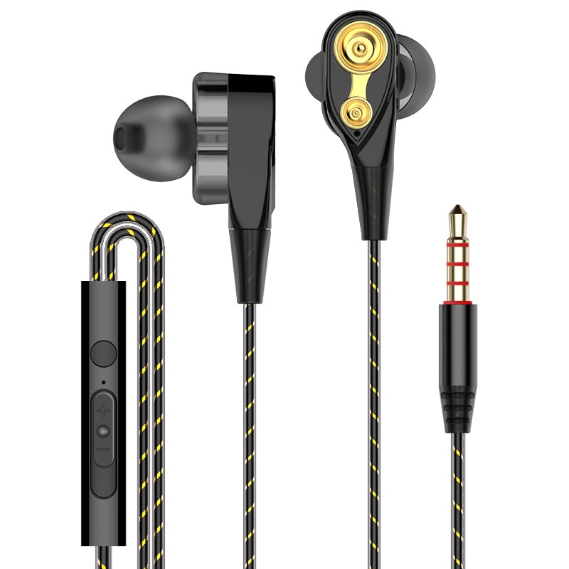 3D Music Sports Earbuds 3.5mm Quad-core Double moving ring Earphone for Apple iphone Samsung Xiaomi Mi Huawei Honor Sony Headset