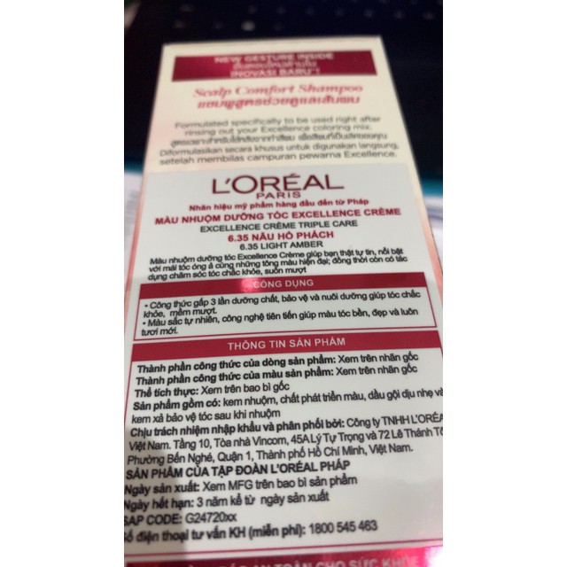 ❀Màu nhuộm dưỡng tóc phủ bạc L'Oreal Paris Excellence Crème 172ml
