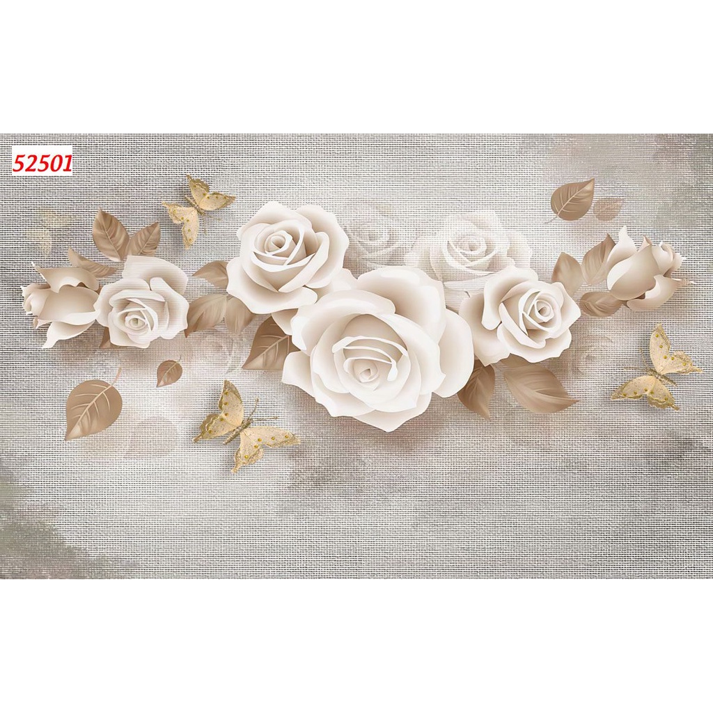 Tranh dán tường 3d trang trí phòng khách Hoa 3D nhẹ nhàng