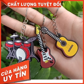 Móc khóa hình nhạc cụ đàn guitar solo - classic - bộ trống MMS hình thật