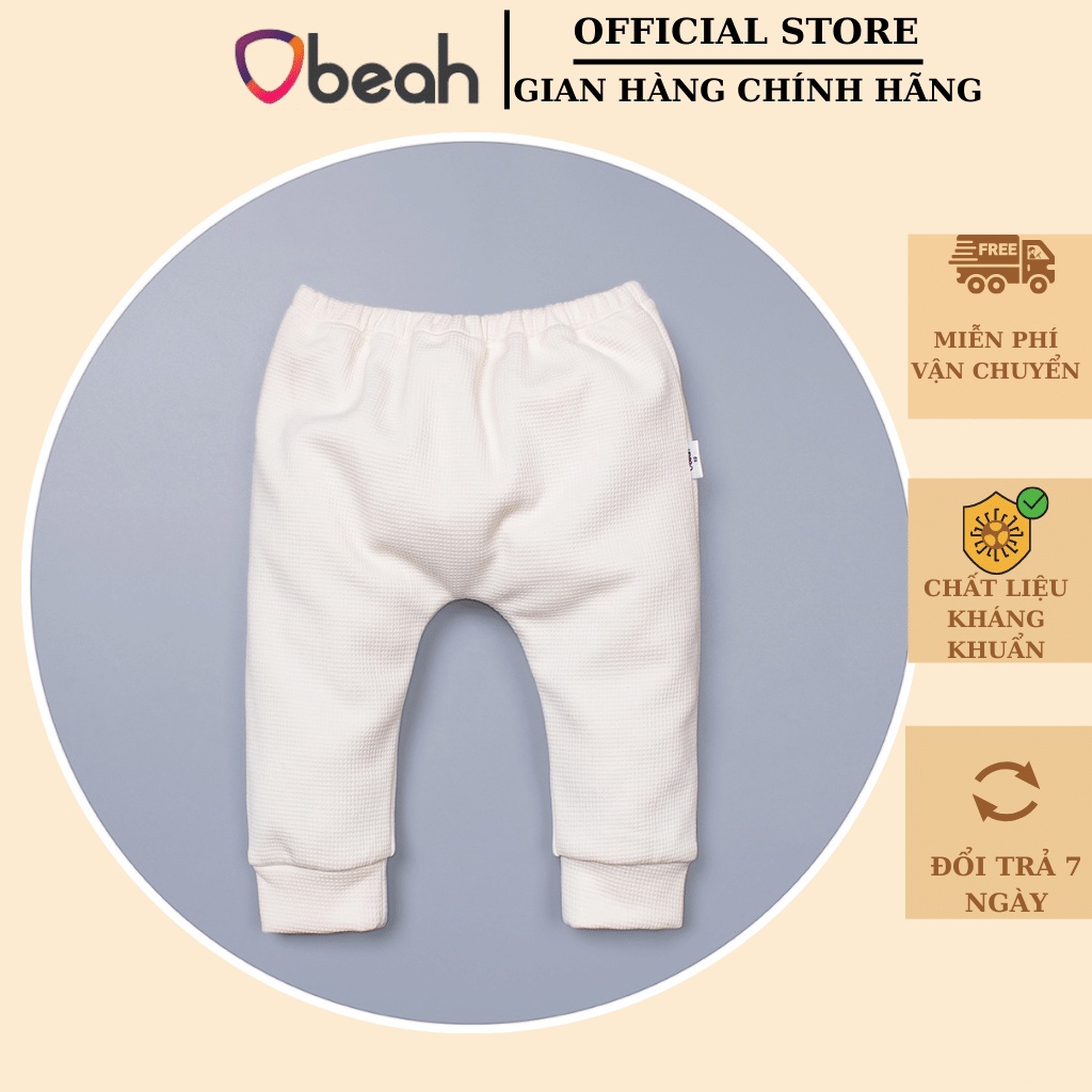 Sét bộ cho bé sơ sinh vạt chéo kèm mũ chất liệu cotton tổ ong cao cấp thoải mái cho bé yêu Obeah OB102101
