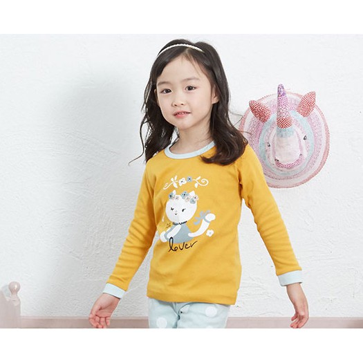 Bộ pijama dài tay bé gái Lover Lotus 100% cotton - Olomimi Hàn Quốc